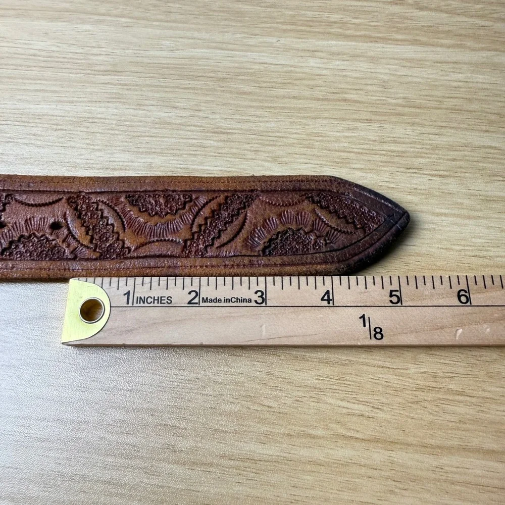 Hand Tooled Leather Belt Strap Mens 36 Southwestern Mexico Cowboy Equestrian